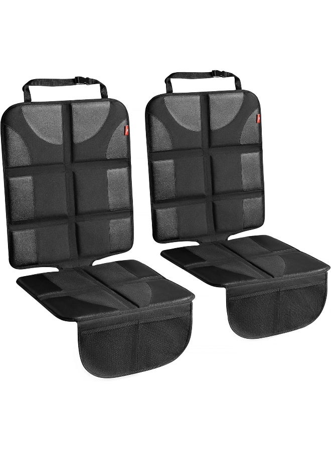 Helteko Car Seat Protector - 2 Pack Car Seat Cover for Child Carseat with Thickest Padding, 600D Oxford, Waterproof & Durable Fabric, Non-Slip Back, 2 Mesh Storage Pockets, Black - Image 1