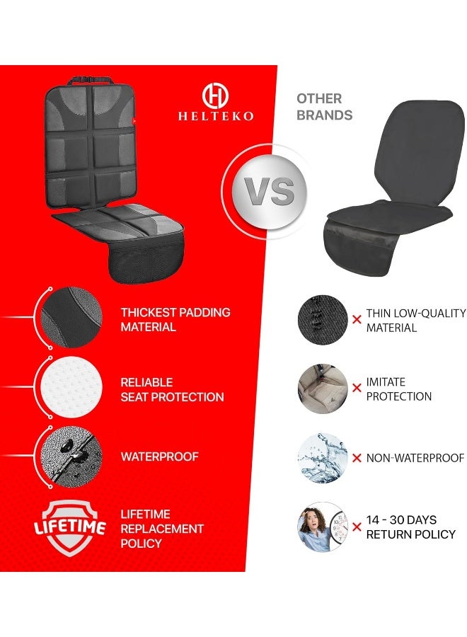 Helteko Car Seat Protector - 2 Pack Car Seat Cover for Child Carseat with Thickest Padding, 600D Oxford, Waterproof & Durable Fabric, Non-Slip Back, 2 Mesh Storage Pockets, Black - Image 3