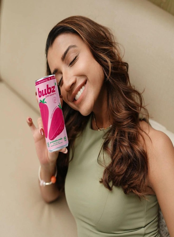Bubz Strawberry Prebiotic Soda | 6g Prebiotic Fiber | 0g Added Sugar | Naturally Sweetened by Monk Fruit | 12 Kcal per can only | Pack of 6 (250ml) - Image 4