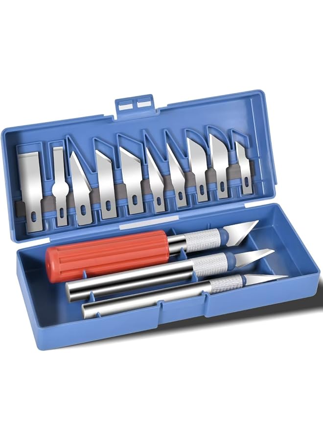 S-TOP 13 PCS Precision Carving Craft Knife, Hobby Knife, Stainless Steel Blades Soft Carry Case, The Perfect Choice for Pumpkin Carving, Model Making and DIY Projects. - Image 1