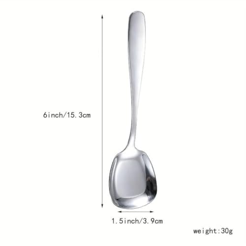 HomeAra Stainless Steel Square Head Spoon, Flat Bottom Dessert Spoon, Soup Spoon Set, Creative Long Handle Square Spoon, Creative Long Handle Spoon, Measuring Spoon, Restaurant Hotel (Set of 4) - Image 4