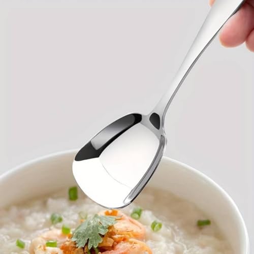 HomeAra Stainless Steel Square Head Spoon, Flat Bottom Dessert Spoon, Soup Spoon Set, Creative Long Handle Square Spoon, Creative Long Handle Spoon, Measuring Spoon, Restaurant Hotel (Set of 4) - Image 5