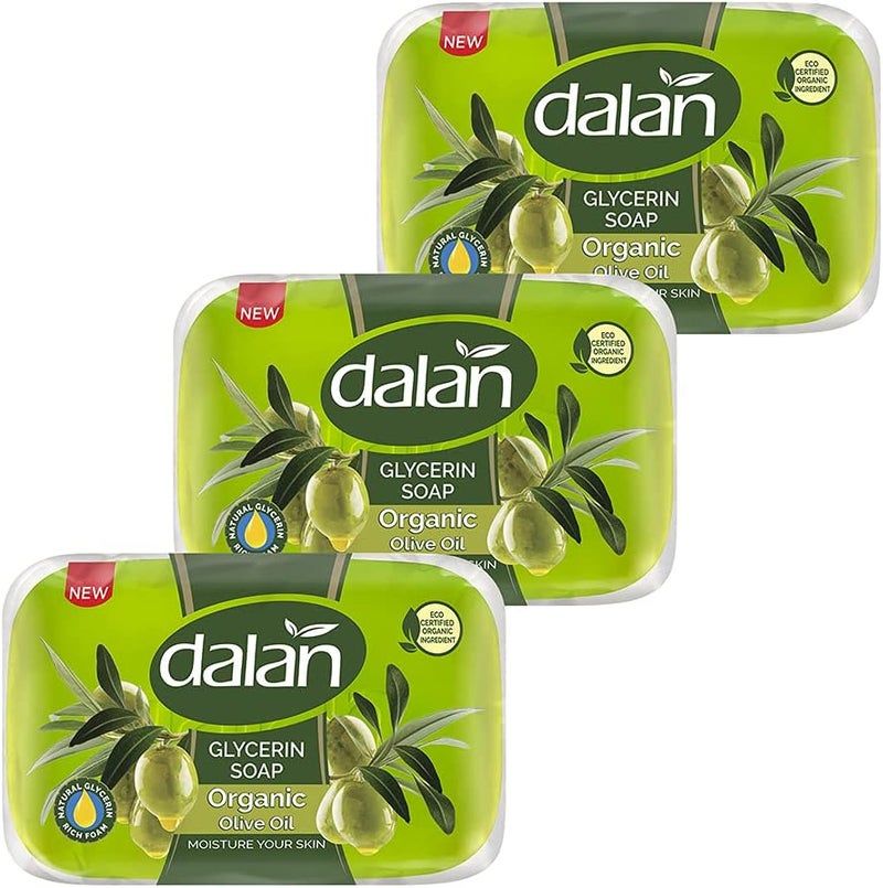 Dalan Glycerin Soap with Organic Olive Oil 100g Pack of 3