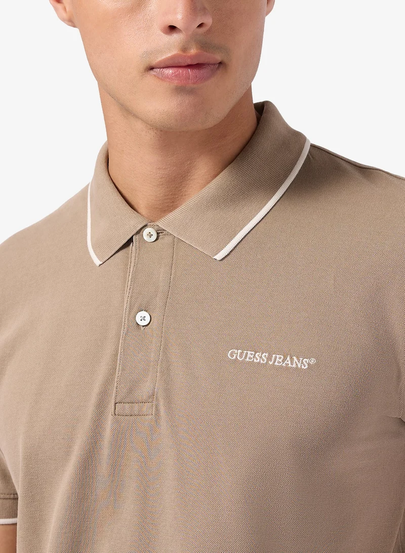 GUESS  Embroidered Short Sleeve Tipping Polo Shirt for Men | Best Price UAE