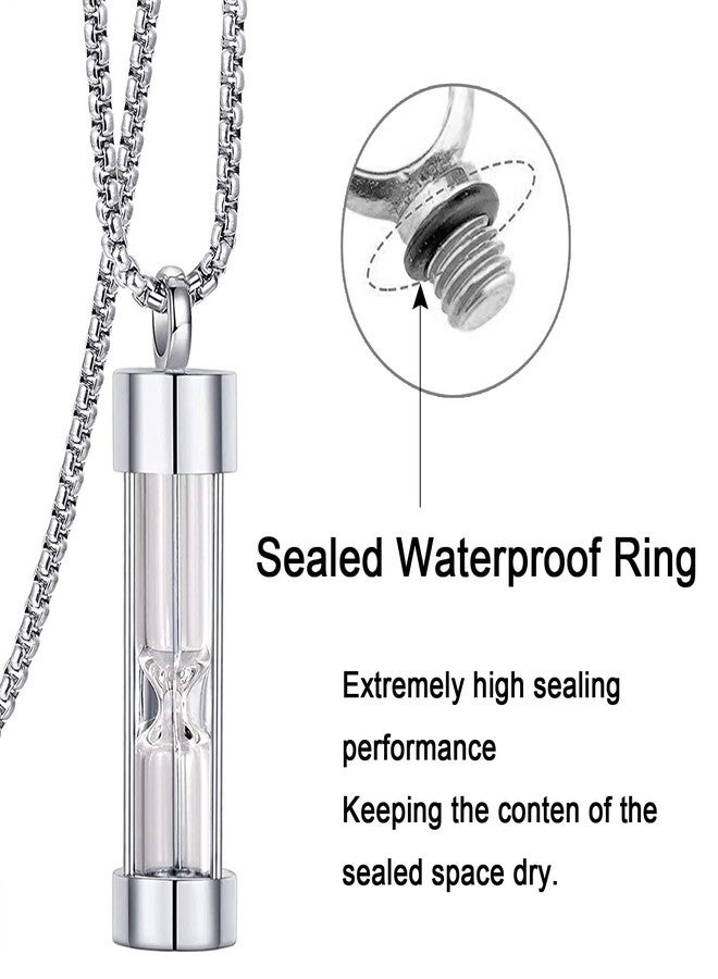 يوفينغ قلادة YOUFENG لحفظ الرماد، قلادة تذكارية خالدة على شكل ساعة رملية، مجوهرات تذكارية لحفظ رماد الموتى من البشر والحيوانات الأليفة، لون أسود - Image 2