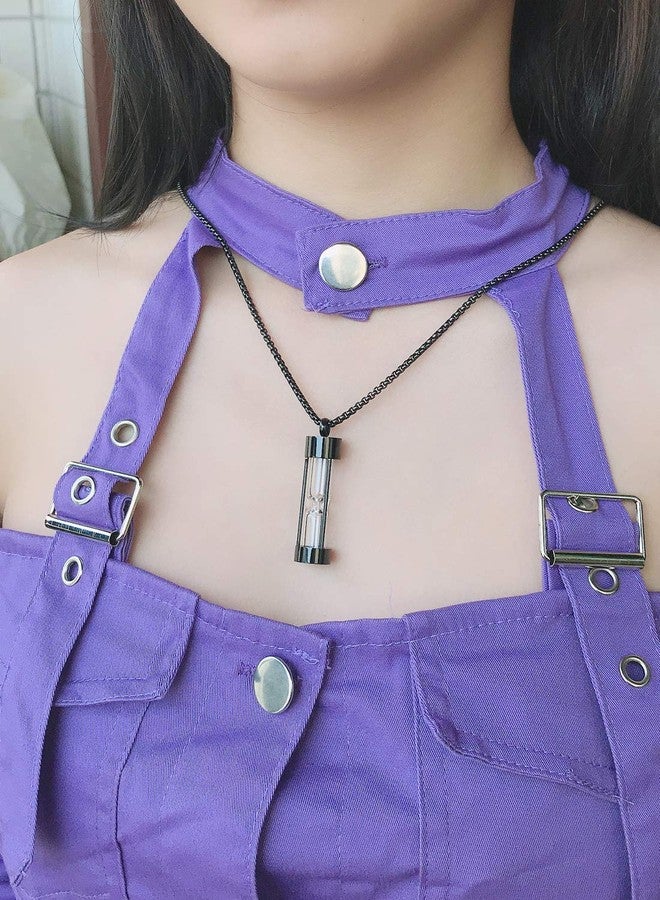 يوفينغ قلادة YOUFENG لحفظ الرماد، قلادة تذكارية خالدة على شكل ساعة رملية، مجوهرات تذكارية لحفظ رماد الموتى من البشر والحيوانات الأليفة، لون أسود - Image 5