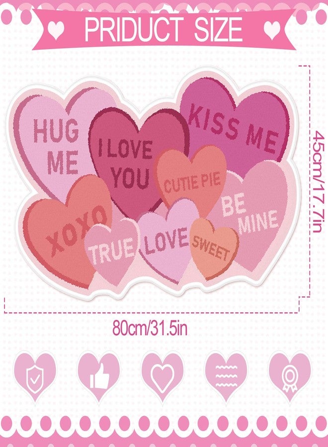 Tinideya 32"x18" Valentines Bathroom Rug Heart Conversation Non Slip Door Mat Style Cute Colorful Washable Valentine Decoration Floor Rug for Bathroom Living Room Bedroom Kitchen - Image 2