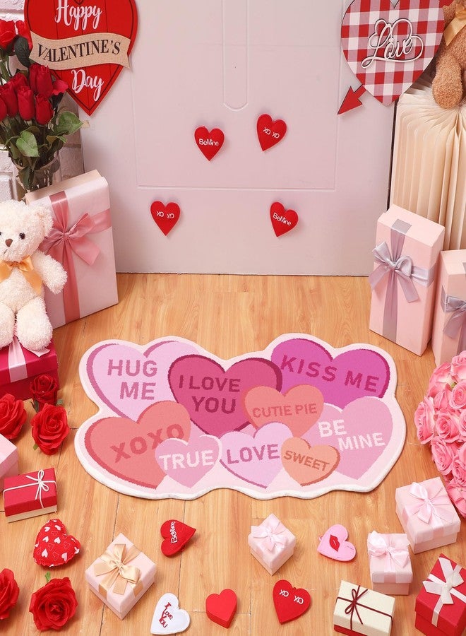 Tinideya 32"x18" Valentines Bathroom Rug Heart Conversation Non Slip Door Mat Style Cute Colorful Washable Valentine Decoration Floor Rug for Bathroom Living Room Bedroom Kitchen - Image 4