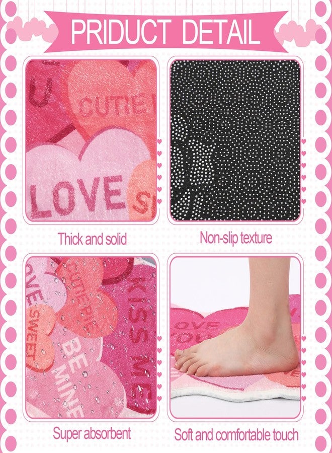 Tinideya 32"x18" Valentines Bathroom Rug Heart Conversation Non Slip Door Mat Style Cute Colorful Washable Valentine Decoration Floor Rug for Bathroom Living Room Bedroom Kitchen - Image 3