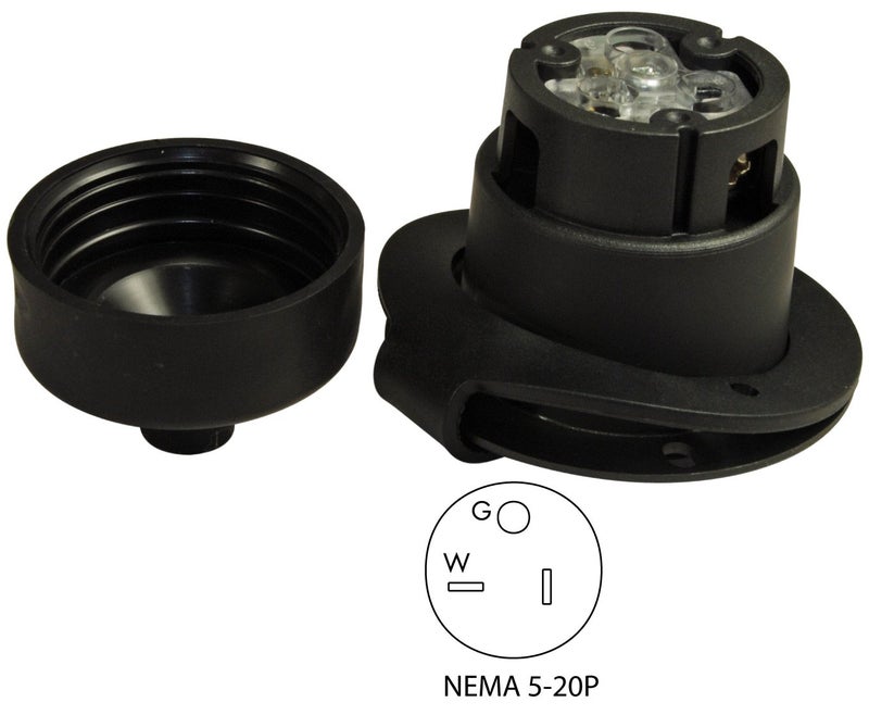 Conntek NEMA 5-20P 20-Amp 125V Charger Inlet with Black Cover - Image 4
