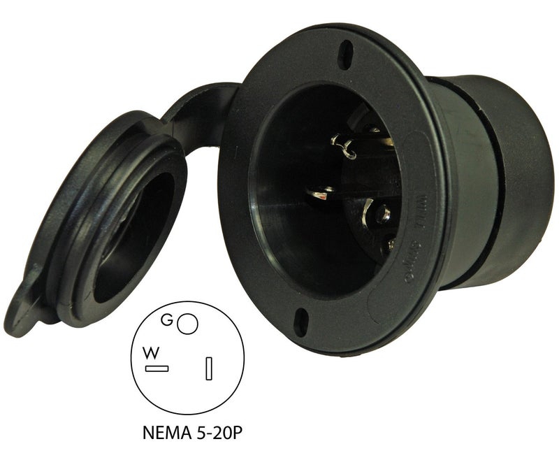 Conntek NEMA 5-20P 20-Amp 125V Charger Inlet with Black Cover - Image 2