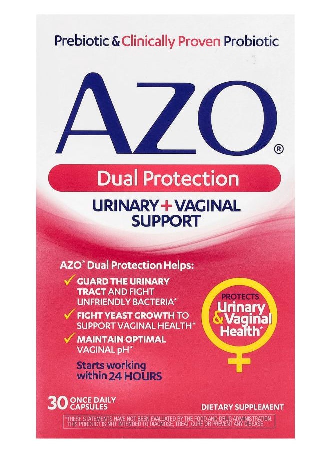 AZO Dual Protection Urinary + Vaginal Support 30 Once Daily Capsules 