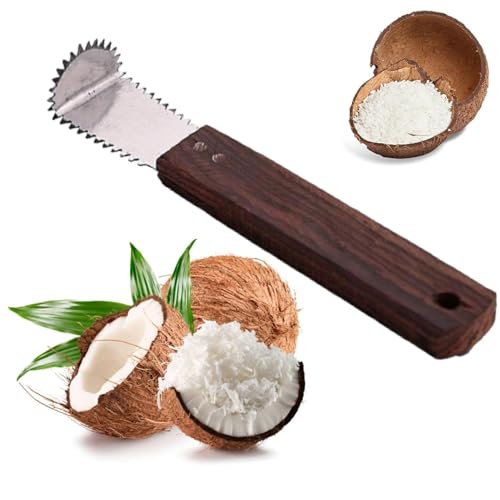 GS KITCHENWARE GS Stainless Steel Wooden Coconut Scrapper (Steel Blade) Coconut Grater Brown Handle. - Image 2