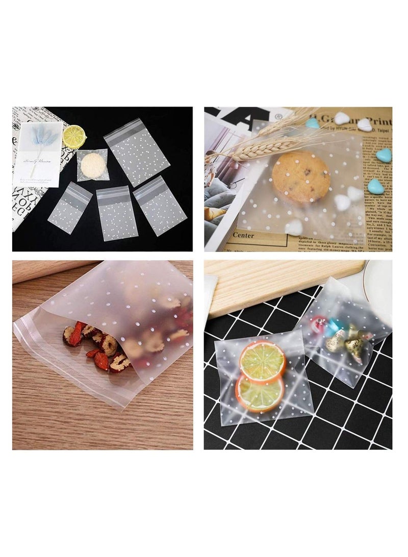 سيوسي ذاتية اللصق كيس حلوى 400 قطعة Seloffin كيس البسكويت ذاتية اللصق الختم Seloffin كيس أبيض نقطة شفافة كيس مقابل الخبز والحلوى والصابون والبسكويت مع كيس من البلاستيك الطرف ( 4 × 6 بوصة ) - Image 5