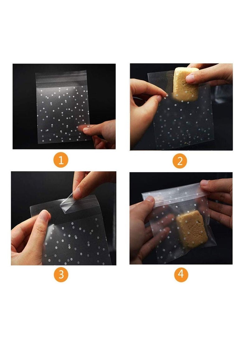 سيوسي ذاتية اللصق كيس حلوى 400 قطعة Seloffin كيس البسكويت ذاتية اللصق الختم Seloffin كيس أبيض نقطة شفافة كيس مقابل الخبز والحلوى والصابون والبسكويت مع كيس من البلاستيك الطرف ( 4 × 6 بوصة ) - Image 4