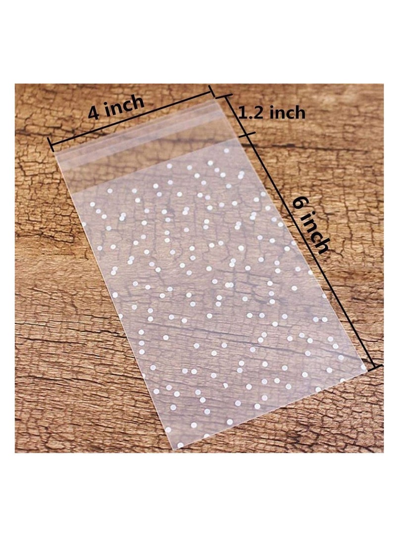 سيوسي ذاتية اللصق كيس حلوى 400 قطعة Seloffin كيس البسكويت ذاتية اللصق الختم Seloffin كيس أبيض نقطة شفافة كيس مقابل الخبز والحلوى والصابون والبسكويت مع كيس من البلاستيك الطرف ( 4 × 6 بوصة ) - Image 3