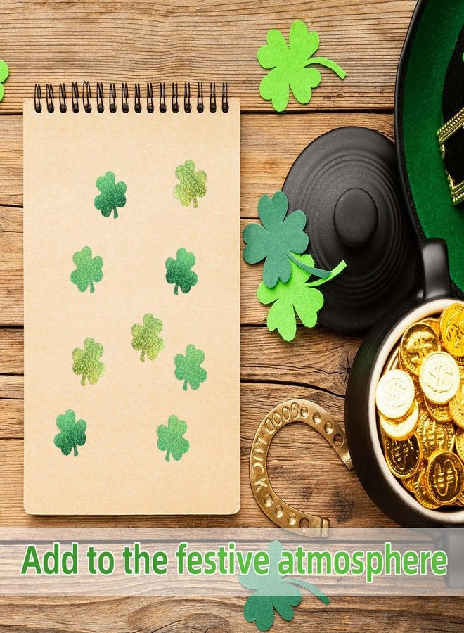 Penitue 500pcs St Patricks Day Shamrock Stickers, 2.5cm/0.98 Inch Self Adhesive Clover Stickers Green Glitter Lucky Irish Decal Sealing Labels Party Decoration Accessories for Envelope Notebook - Image 4