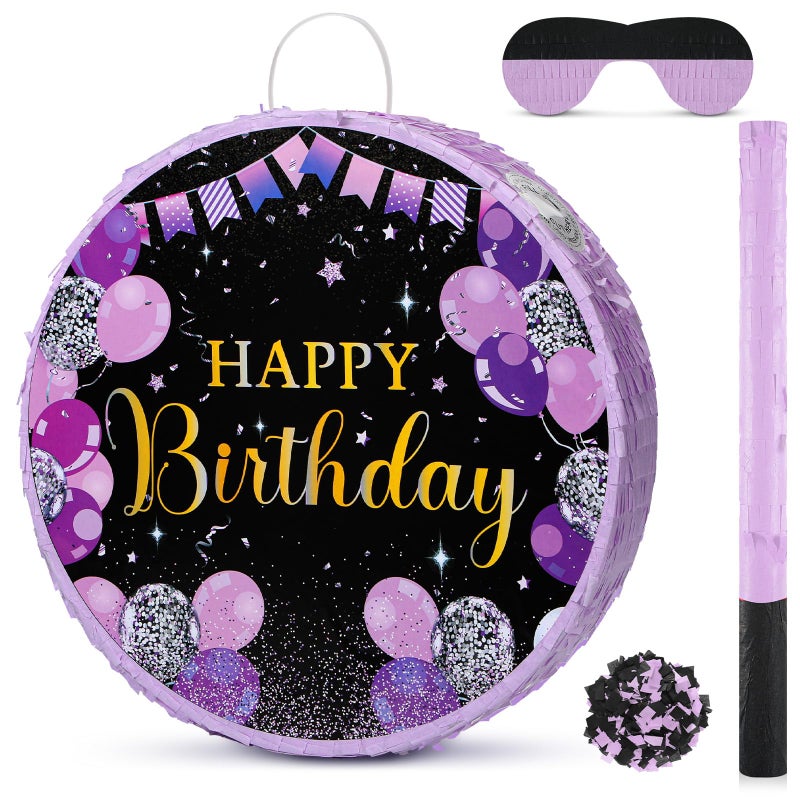 Sinmoe Birthday Piata with Stick Blindfold and Confetti Large Piata for Adult Men Women Birthday Party Supplies Decoration Wedding AnniversaryPurple - Image 3