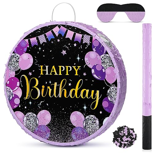 Sinmoe Birthday Piata with Stick Blindfold and Confetti Large Piata for Adult Men Women Birthday Party Supplies Decoration Wedding AnniversaryPurple - Image 1