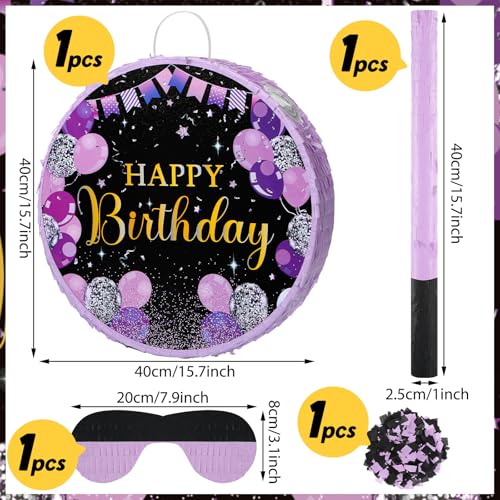 Sinmoe Birthday Piata with Stick Blindfold and Confetti Large Piata for Adult Men Women Birthday Party Supplies Decoration Wedding AnniversaryPurple - Image 5