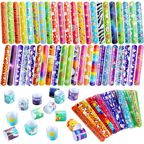 JOYIN 48 Pcs Slap Bracelets for Kids Bulk Wristbands with Animals Friendship Heart Galaxy Party Favors Classroom Prizes Birthday Exchanging Gifts Goodie Bag Stuffers - Image 1