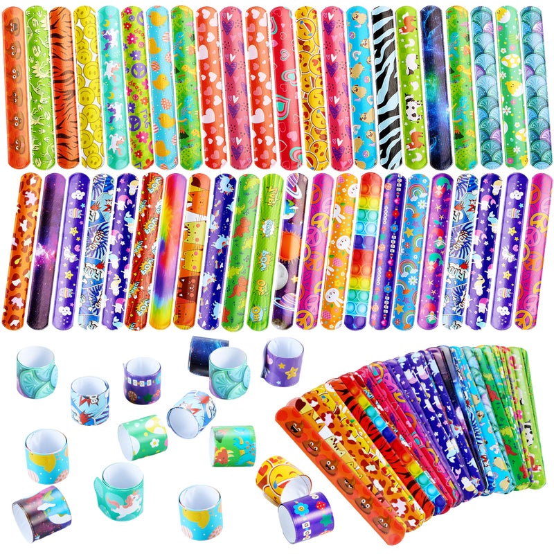 JOYIN 48 Pcs Slap Bracelets for Kids Bulk Wristbands with Animals Friendship Heart Galaxy Party Favors Classroom Prizes Birthday Exchanging Gifts Goodie Bag Stuffers - Image 2