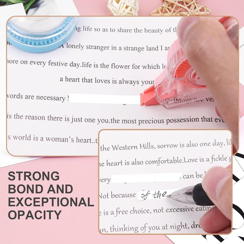 ECLET شريط تصحيح - عبوة من 3 قطع شريط تصحيح 18 متر × 5 مم، لمجلة، قلم تصحيح، مزيل للخطأ، أدوات مكتبية، شريط قلم تصحيح (أي 3 ألوان عشوائية ترسل) أ - Image 3