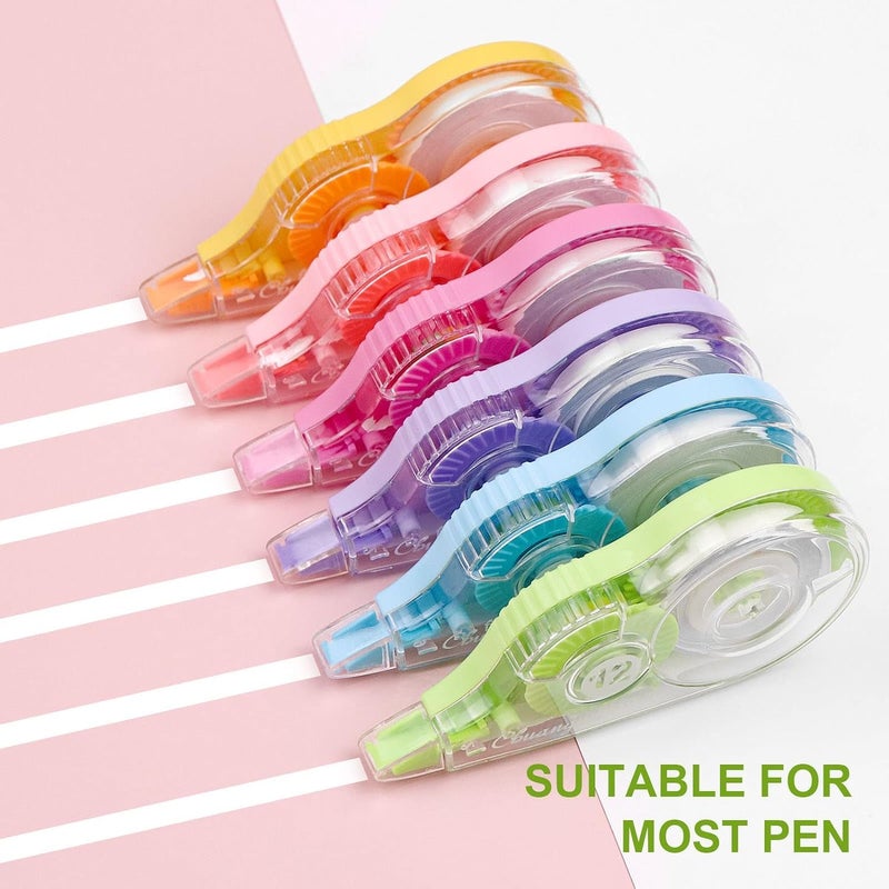 ECLET شريط تصحيح - عبوة من 3 قطع شريط تصحيح 18 متر × 5 مم، لمجلة، قلم تصحيح، مزيل للخطأ، أدوات مكتبية، شريط قلم تصحيح (أي 3 ألوان عشوائية ترسل) أ - Image 2