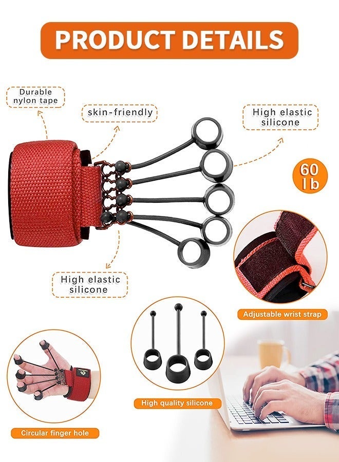 GROIC 60 LB Finger Exerciser Stretcher Resistance Band, Strength Trainer Reverse Grip Strengthener Climbing Exercise Equipment Extensor for Wrist Hand  - Image 5