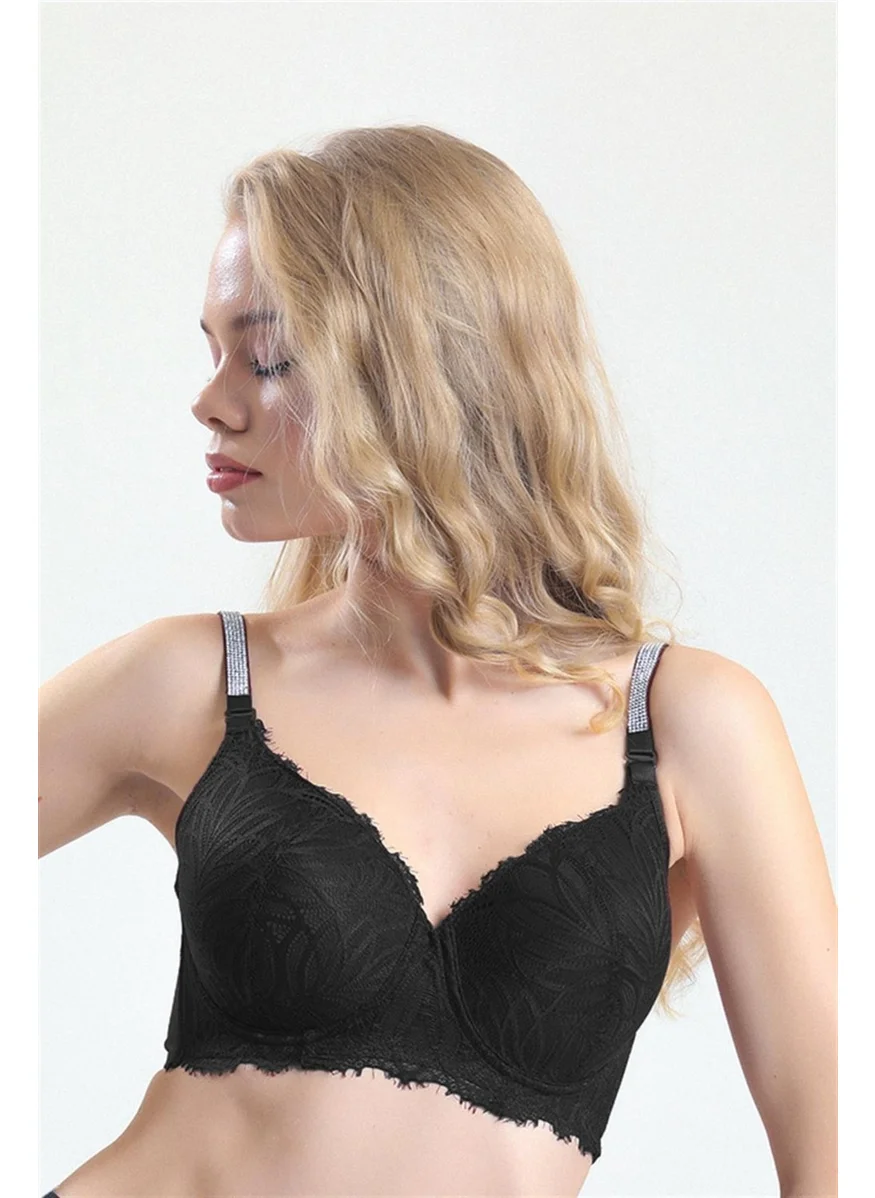 ماجيك فورم 5985 Women's Black Strap Stone Lace Plus Size Bra