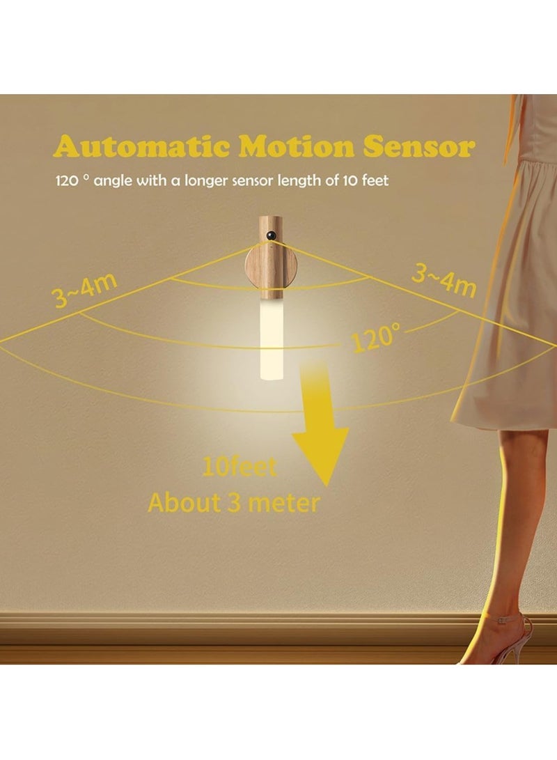 بيتشو ضوء ليلي بمستشعر الحركة، مصباح جداري لديكور المنزل، ضوء LED ذكي، مسافة استشعار 4 أمتار، ضوء محمول باليد لغرفة النوم، والسلالم، وغرفة الأطفال والمزيد (خشب الرماد الأبيض قطعتان) - Image 4