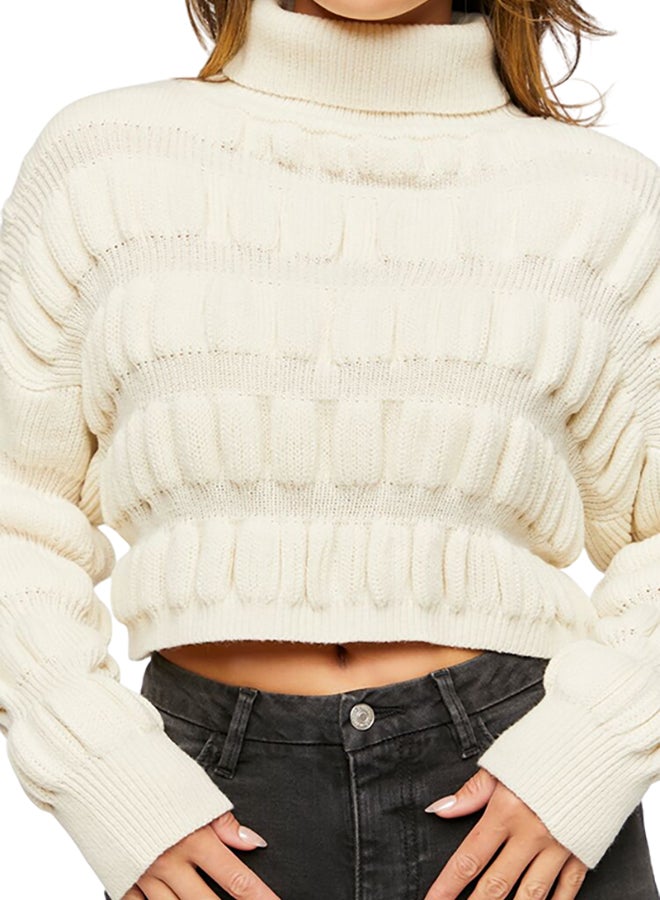 FOREVER 21 Cropped Ribbed Knit Sweater - Image 1