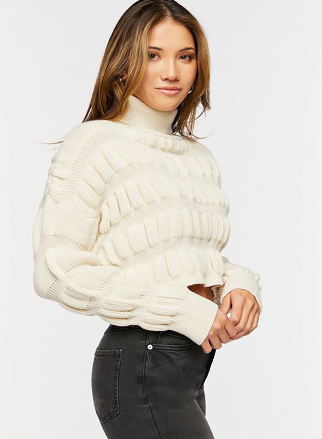 FOREVER 21 Cropped Ribbed Knit Sweater - Image 4