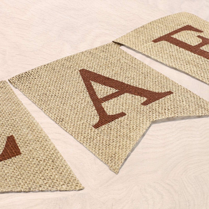 Whaline Happy Fall Pumpkin Burlap Banner Sign Harvest Home Decor Bunting Flag Garland For Mantel Fireplace Thanksgiving Day Party Decoration - Image 3