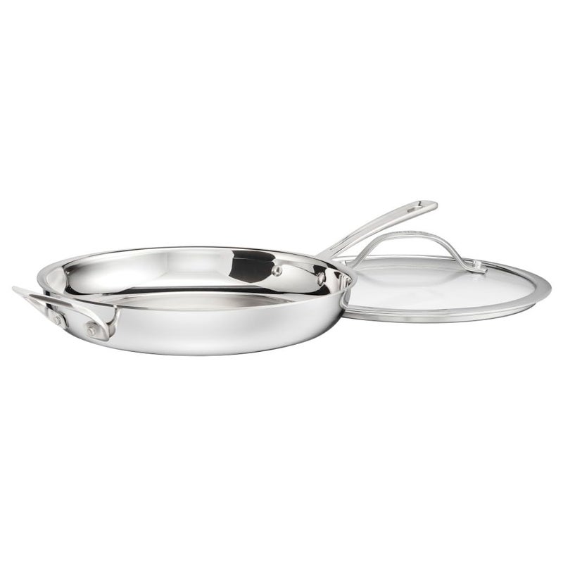 Cuisinart PureCladâ„¢ PureCladâ„¢ Triple-Ply 12" Stainless Steel Skillet with Helper Handle and Cover. PCT22-30HC - Image 1