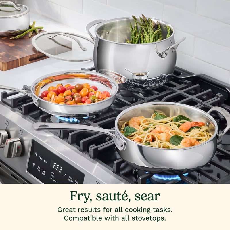 Cuisinart PureCladâ„¢ PureCladâ„¢ Triple-Ply 12" Stainless Steel Skillet with Helper Handle and Cover. PCT22-30HC - Image 5