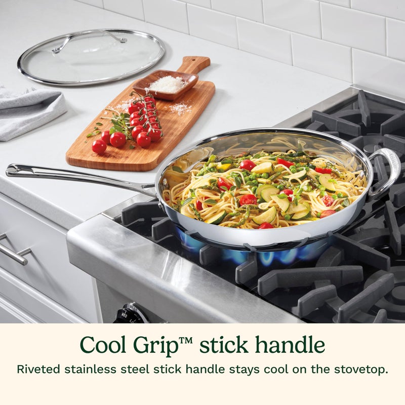 Cuisinart PureCladâ„¢ PureCladâ„¢ Triple-Ply 12" Stainless Steel Skillet with Helper Handle and Cover. PCT22-30HC - Image 4