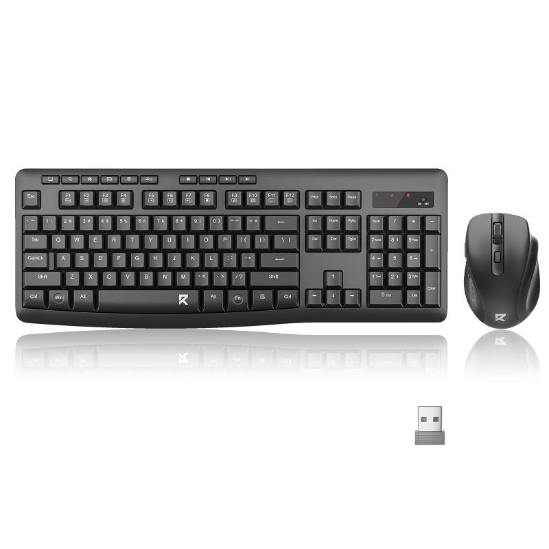 Redragon Wireless Keyboard and Mouse Combo, 2.4G Full-Sized Ergonomic Computer Keyboard and 5 Level DPI Adjustable Wireless Mouse for Windows, Mac OS Desktop/Laptop/PC, BS-7367-B - Image 1
