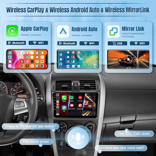 Naifay Android Car Sereo for Toyota Corolla 2009 2010 2011 2012 2013 Radio, 9inch Touch Screen for Corolla Car Stereo with Carplay Android Auto Bluetooth WiFi GPS SWC Backup Camera - Image 3