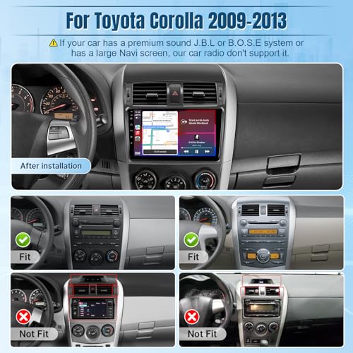 Naifay Android Car Sereo for Toyota Corolla 2009 2010 2011 2012 2013 Radio, 9inch Touch Screen for Corolla Car Stereo with Carplay Android Auto Bluetooth WiFi GPS SWC Backup Camera - Image 2