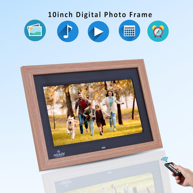 miracle digital 10 Inch Digital Picture Frame,HD IPS Digital Photo Frames,Wall Mounted Electronic Slideshow,Using USB or SD to Play Photos/Videos/Music - Image 2