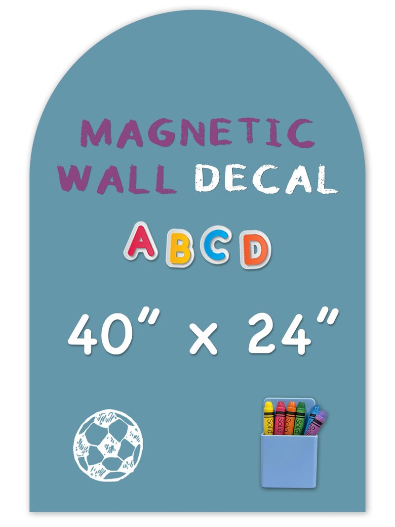 YOUNGJQ Magnetic Arch Wall Decal, Magnetic Chalkboard for Wall 40" x 24" Adhesive Backing Wallpaper for Playroom Home(Celadon) - Image 1