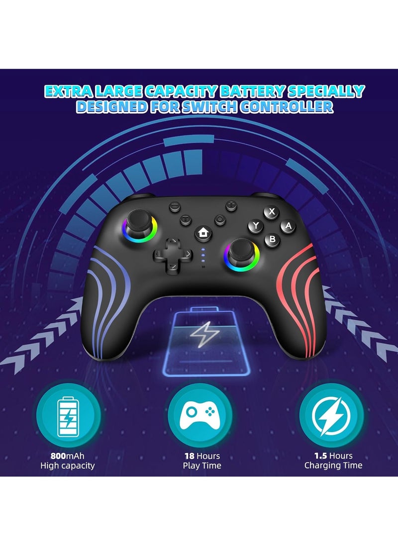 Switch Controller Compatible with Switch/Lite/OLED/PC,Wireless Switch Pro Controller With RGB Breathing LED,Switch Controllers Remote with Turbo,Wake-up Function