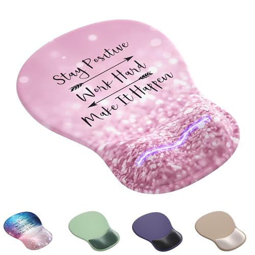 VINEBURY Ergonomic Mouse Pad with Wrist Rest,Cute Gel Mousepad Wrist Support - Small Mini Portable for Travel Mouse Pads for Desk Laptop,Computer,Office & Home Decor (Glitter Pink) - Image 1