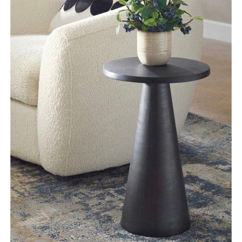 بيتك طاولة جانبية خشب طبيعي وام دي اف اسود - 40×40×60 سم - Image 1