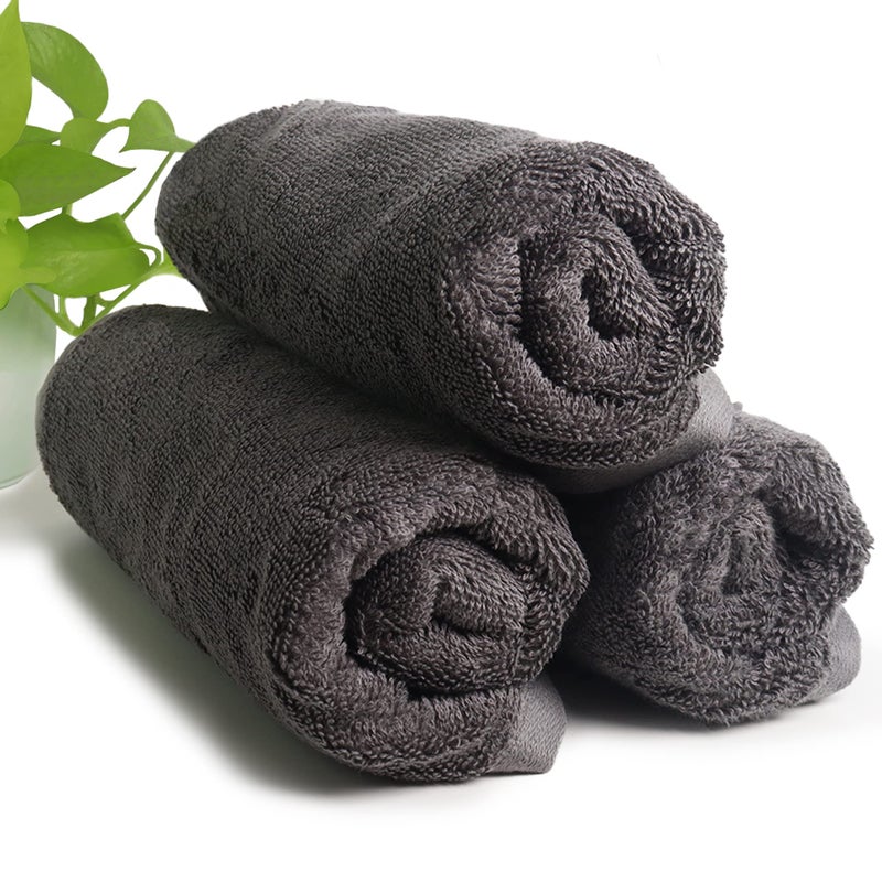 HEELIUM Bamboo Hand Towel | Ultra Absorbent & Anti-Bacterial | 3X Softer Than Cotton Towels | 65 X 40 cm - 600 GSM | Pack of 3 - Grey - Image 1