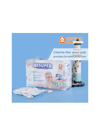 Besuper Baby Diapers ,Size 3 Medium , 6 - 10 Kg, (34 Pcs Per Pack) - pzsku/Z1CEFA54AE3AEA9E32F16Z/45/_/1737442575/d14b0f55-2e59-4a7c-8bff-b73613fe64cc