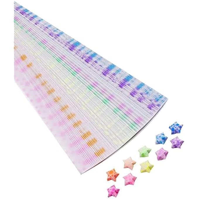 KASTWAVE 210 COLORFUL HEART ORIGAMI PAPER STRIPS FOR KIDS - 10 BRIGHT COLORS WITH GLOW-IN-THE-DARK FOR CREATIVE DIY CRAFTS AND FUN ACTIVITIES! - Image 1