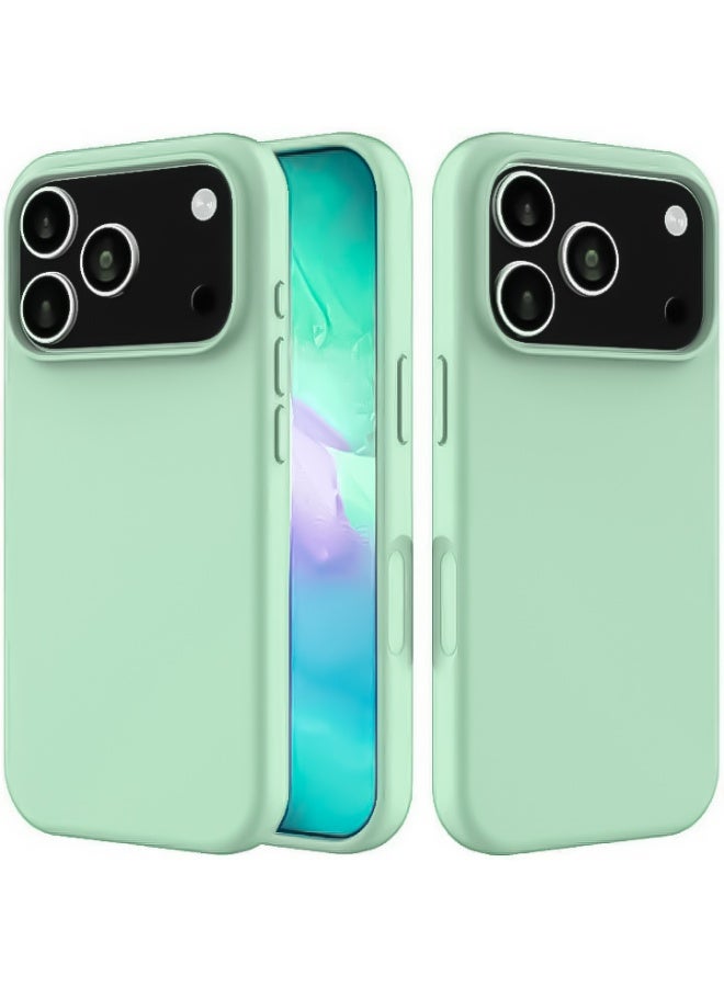 Compatible with iPhone 17 Pro Case Slim Liquid Silicone 4 Layers Soft Gel Rubber Shockproof Protective Phone Case with Anti Scratch Microfiber Lining (Light Green)