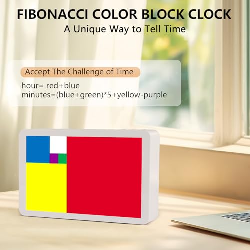 FIBONAX Fibonacci Clock Homeschool Mathematical Timepiece: Table Clock with Dynamic Color Blocks, STEM Desk Decor Bluetooth Sync, USB-C Charging, Pi Day Decorations Gift for Math Lovers,Teachers - Image 4